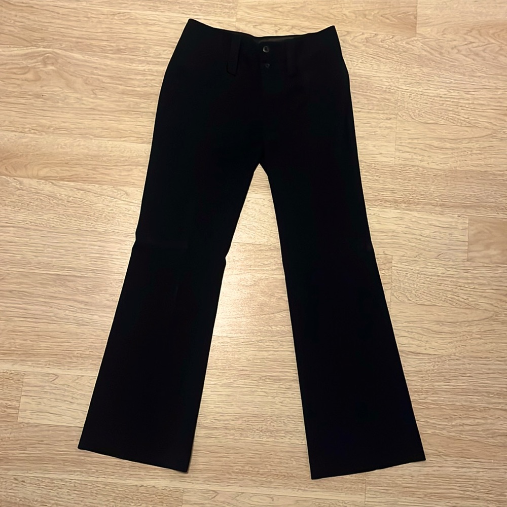 Lightly used black slacks, low rise with belt loops